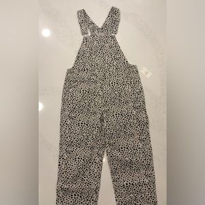 Brixton New Denim Christina Crop Overalls (Beige Cheetah, Silver Buckles) w tags